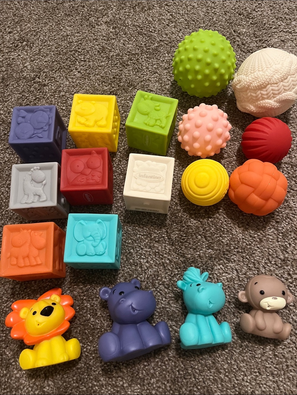 Infantino Multi-Color Sensory Blocks, Balls & Animal Figures